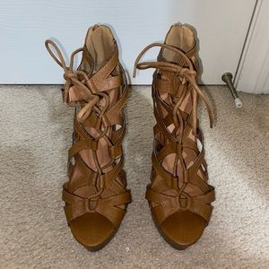 Brown lace up heels